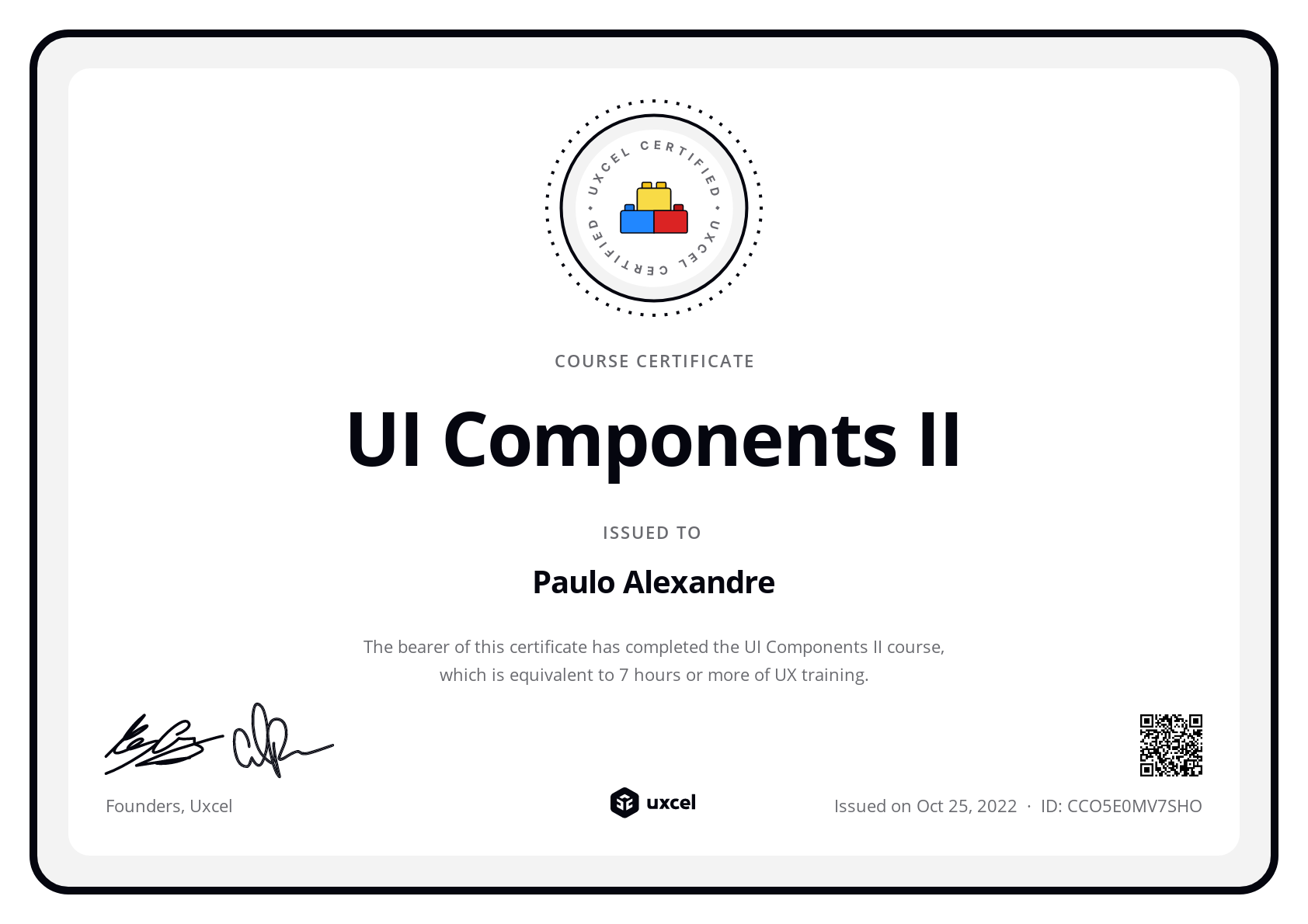 Paulo Alexandre's certificate